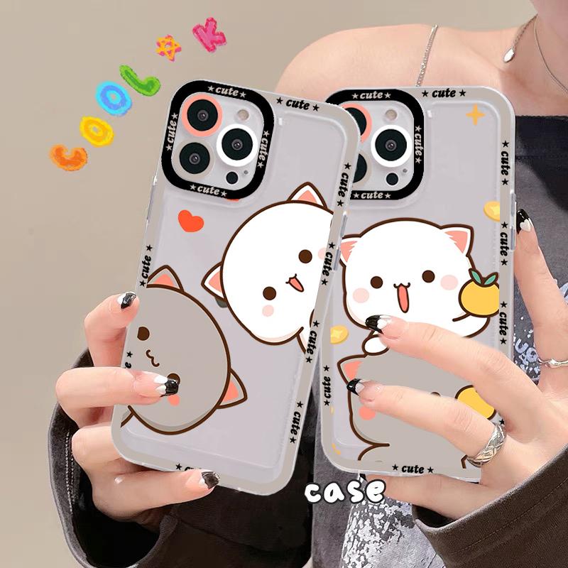 Fun Cartoon Peach Mochi Cat Phone Case for iPhone 11 12 13 Mini Pro Max 14 Pro Max Case Shell