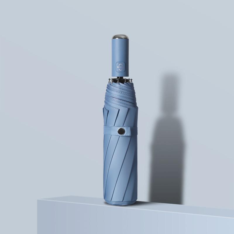 Новый мужской женский зонт полностью автоматический обратный складной зонт — фото 3