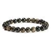Natural Golden Obsidian Stone Beads Bracelet Men Women Golden Light Rainbow Obsidian Raw Stone Round Bead Natural Energy Jewelry