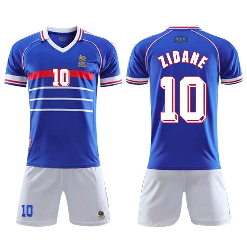 1998 France football jersey set Men s jersey No. 10 Zidane No. 12 Henry jersey Children s game jersey XS