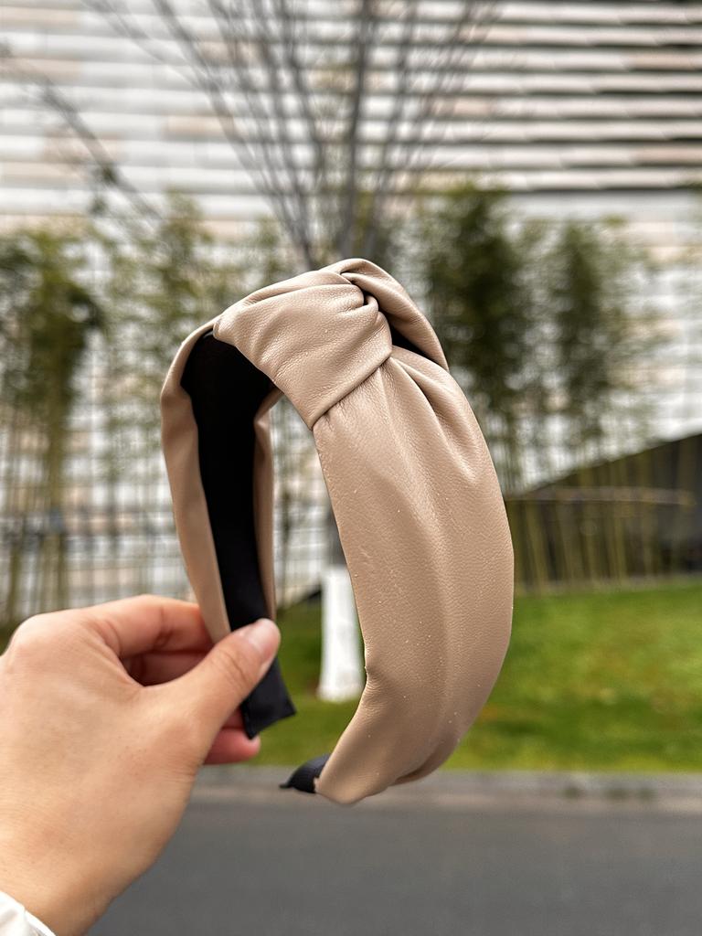 Retro Pu Leather Knotted Headband for Women, Fashionable Wide-Brimmed Simple Pure Color Headband, Daily Face Wash and Hair Accessories