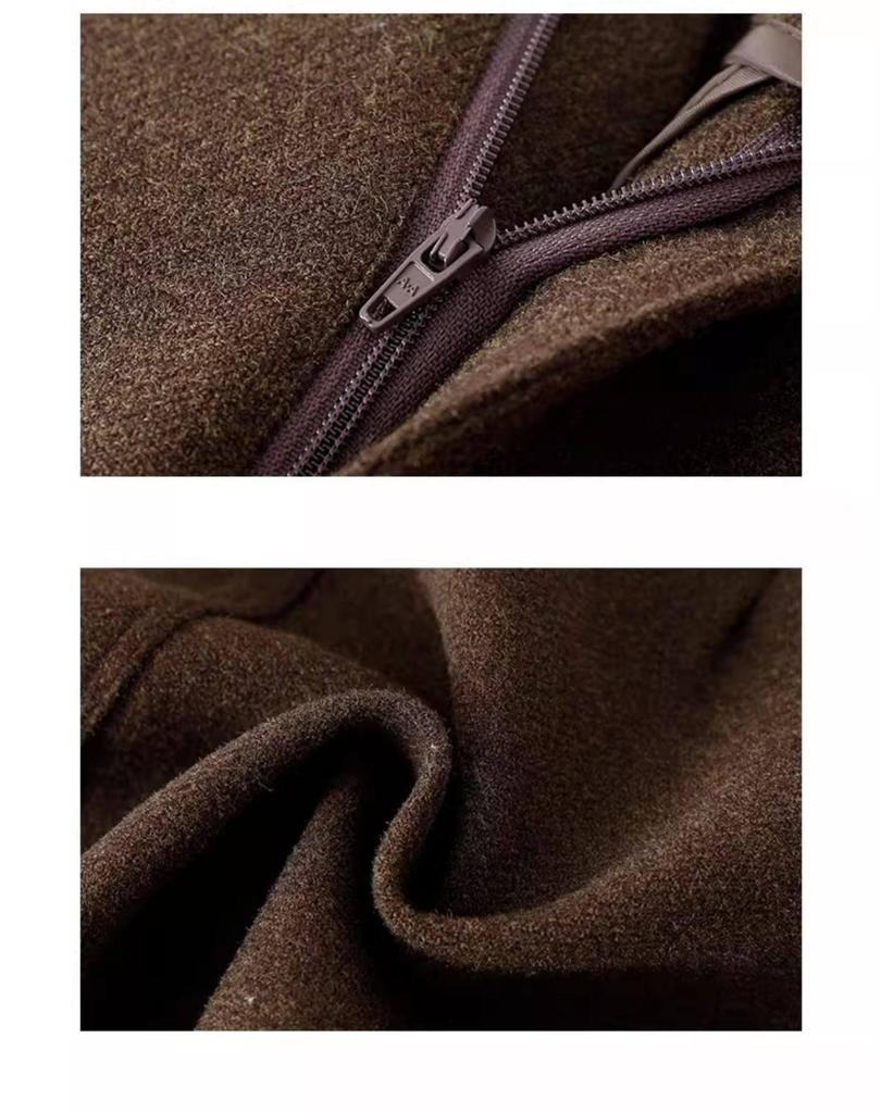 Plus Size Coffee Woolen Pencil Skirt for Women - High Waist, Slimming, A-line, Short Skirt for Spring & Autumn