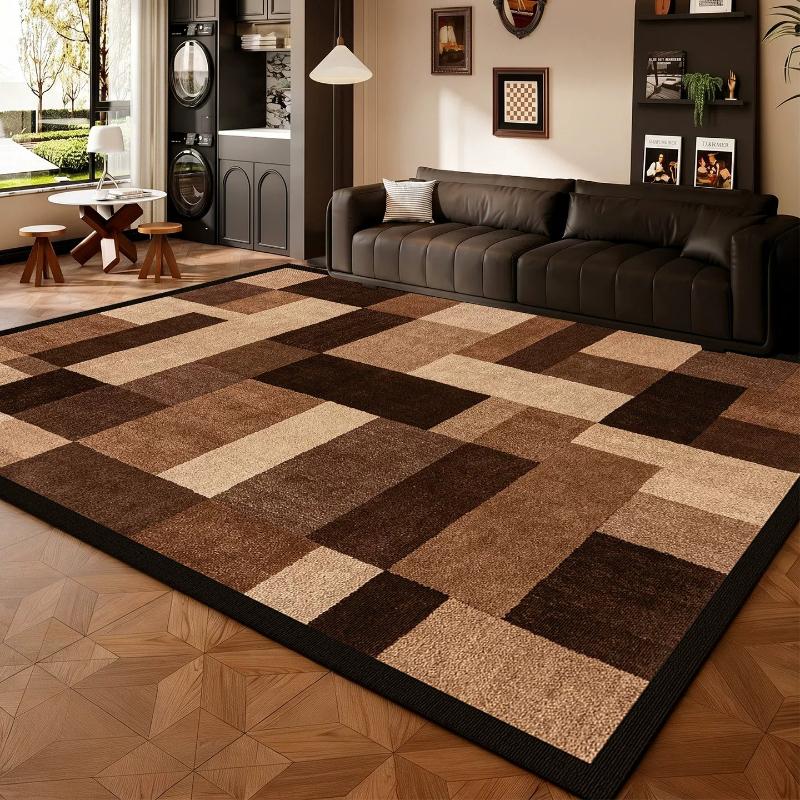 Retro Style Rugs for Bedroom Large Area Living Room Decoration Brown Carpet Home Anti-slip Floor Mat Washable Cloakroom Soft Rug