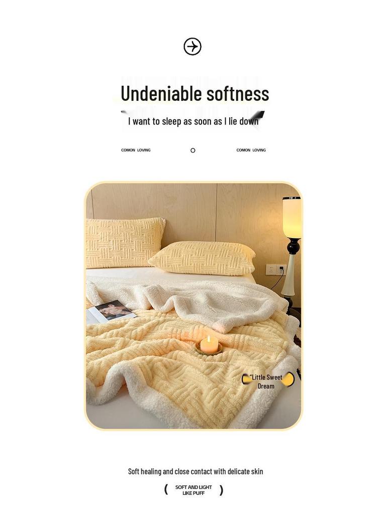 Tavalon Double-Layer Lamb's Wool Carved Blanket - Multifunctional Leisure Nap Cover
