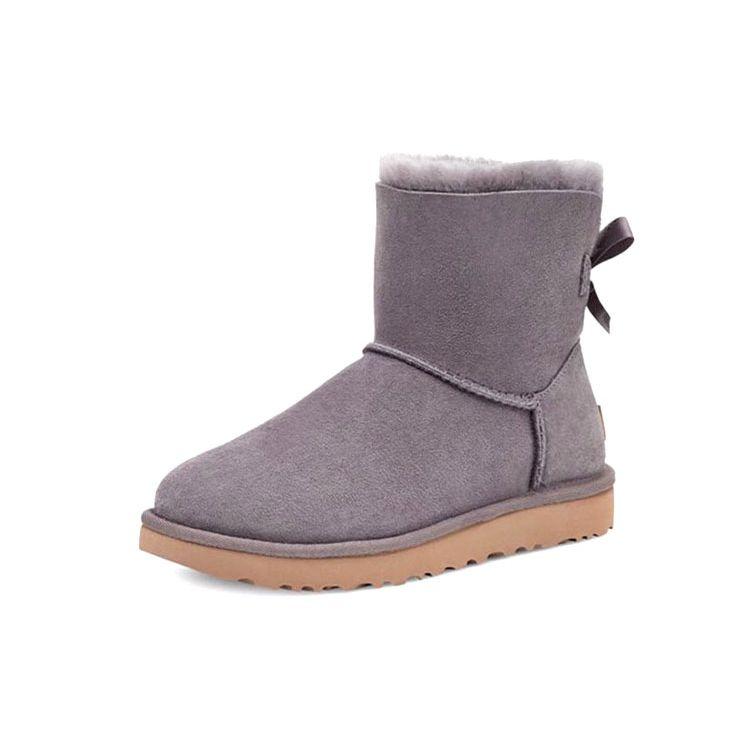 UGG Bailey Warm Non-Slip Bow Short Snow Boots Women Boots Purple Gray 1016501-SHA