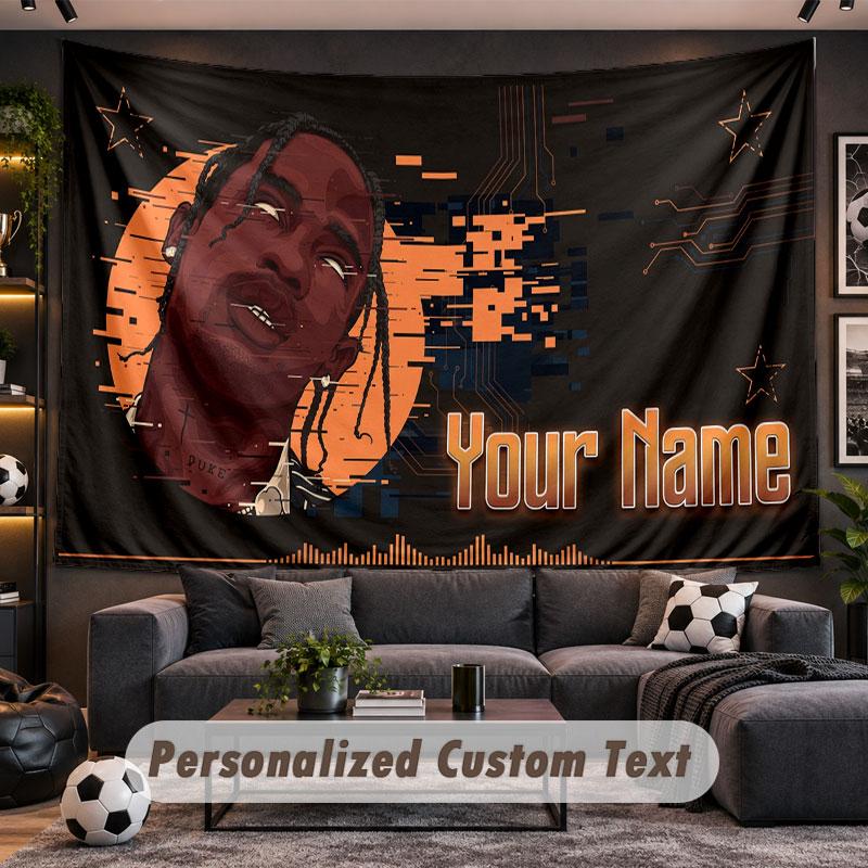Wall Hanging Tapestry Custom NameTravis Scott Pattern Personalized Printed Fabric Wall Decor