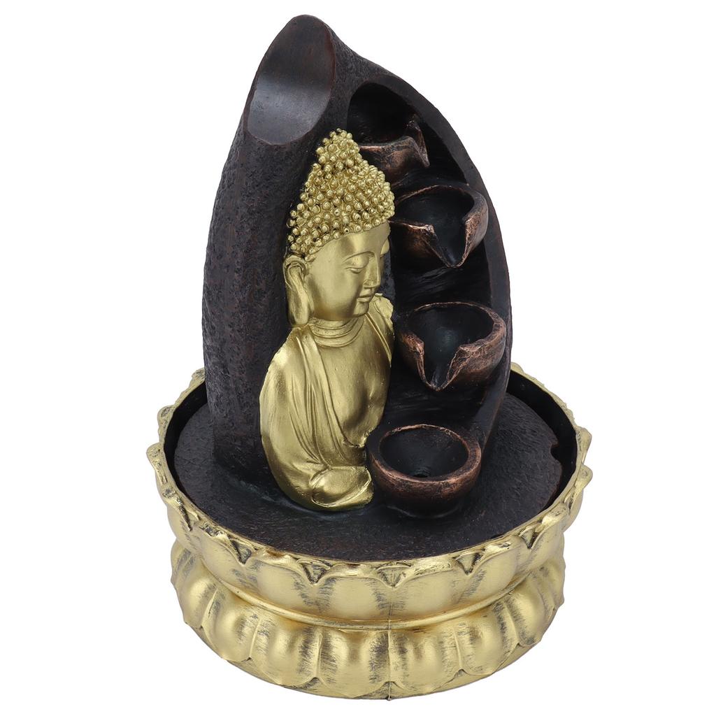 Resin Buddha Statue Water Running Fountain Feng Shui Ornament Indoor Waterscape Craft Home DecorUS