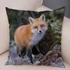 Cute Wild Fox Print Pillowcase Decorative  Animal  Polyester Cushion Cover for Sofa Home Car