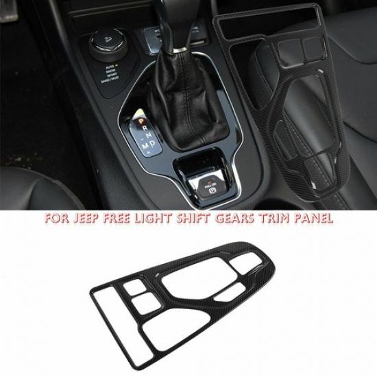 Interior Gear Shift Box Panel Frame Trim Fit For Jeep Cherokee  Carbon Fiber