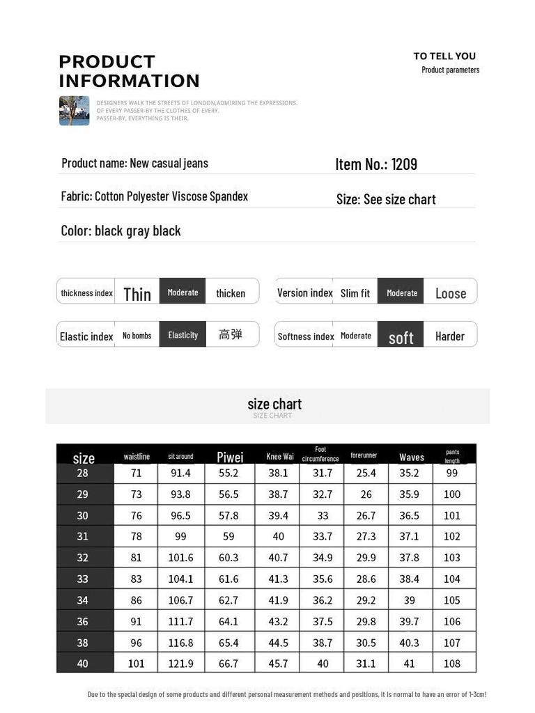 Męskie dżinsy wysokiej klasy, elastyczne, czarne, z prostą nogawką, na jesień i wiosnę