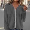 VEZFAA Women's Fashion Casual Spring Fall Solid Color Print Long Sleeve Blouses & Shirts