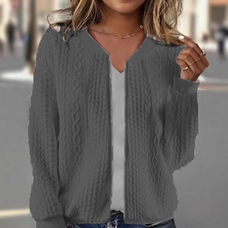 VEZFAA Women's Fashion Casual Spring Fall Solid Color Print Long Sleeve Blouses & Shirts