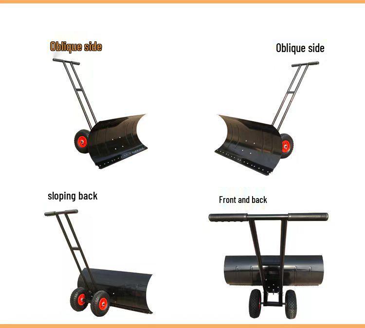 Large Wheeled Hand-Pushed Snow Shovel - Snow Removal Tool & Pusher Artifact