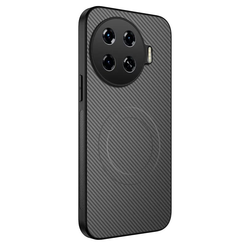 Magnetic Silicone Case For Tecno Spark 20 Pro Plus 20C 4G Wireless Charging Carbon Fiber PU Anti-Drop Soft Cover Phone Cases