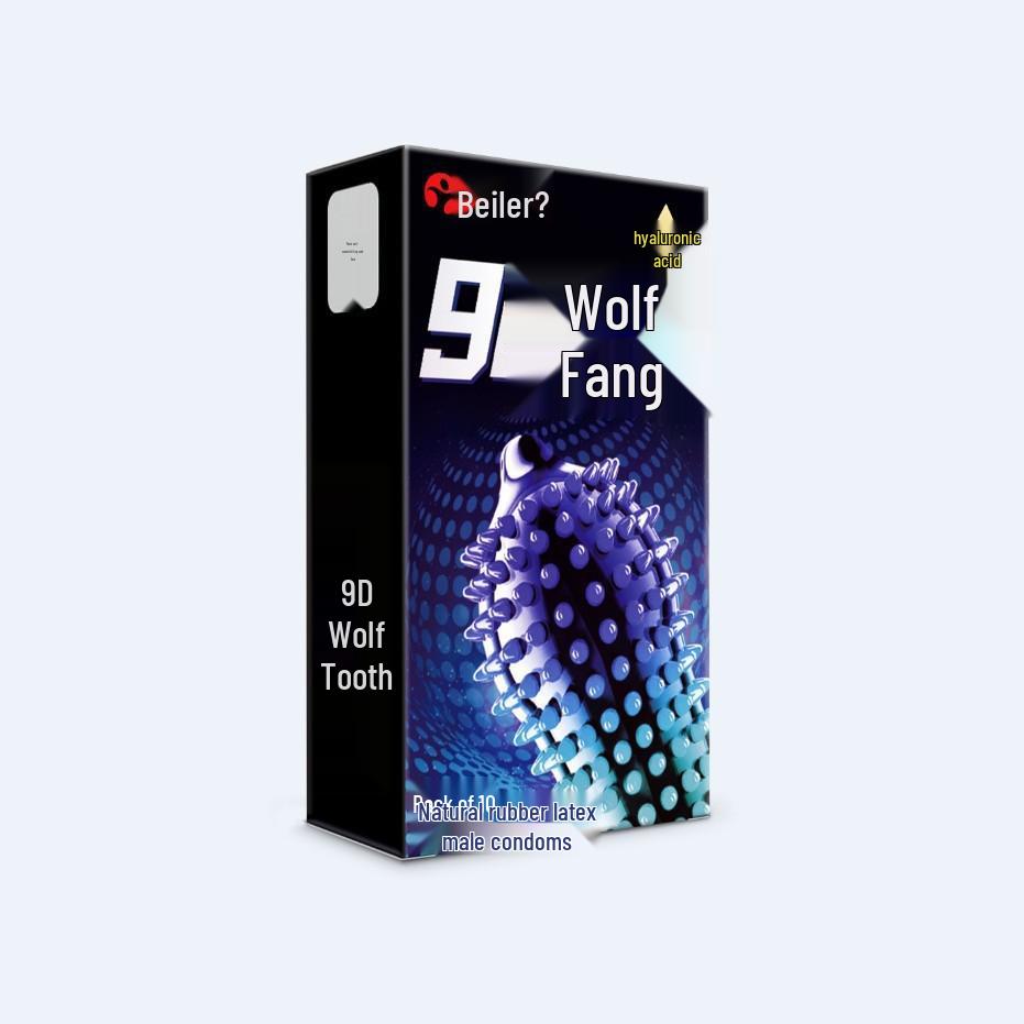 Bailile Wolf Tooth Spiked Condoms - Large Particles, 3 or 10 Pack, Adult Erotic Product