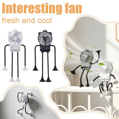 Shape Suction Cup Fan, Multi-Purpose Robot Fan For  Dorm Kitchen, USB Handheld Portable Fan