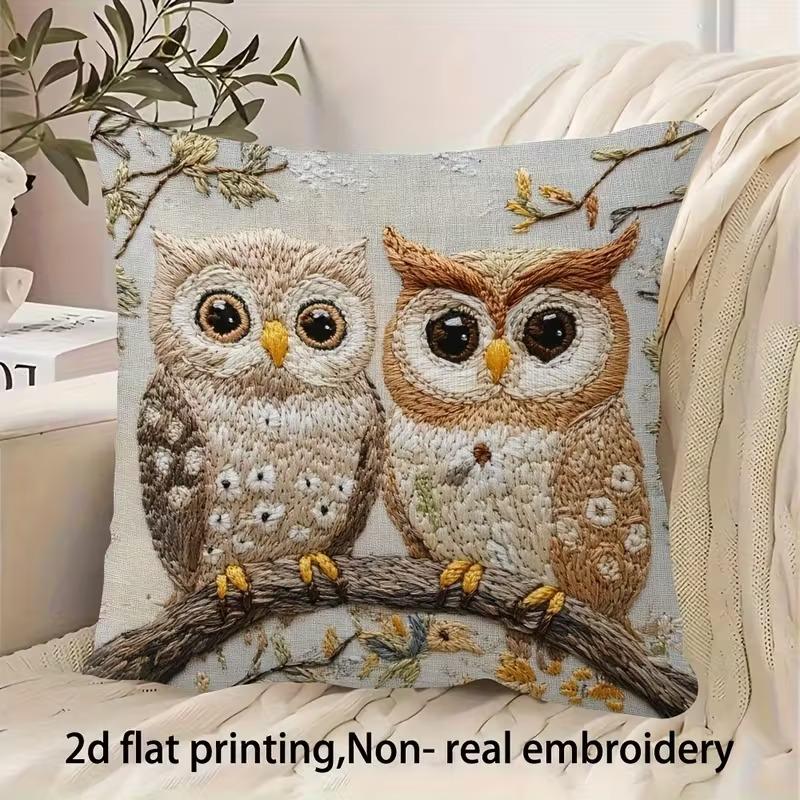 Cute Animal Print Pillowcase with Floral Elements for Sofa Cushion
