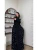 2025 Spring Long-Sleeved Floral Print Dress - European and American Style, Round Neck, Long Skirt