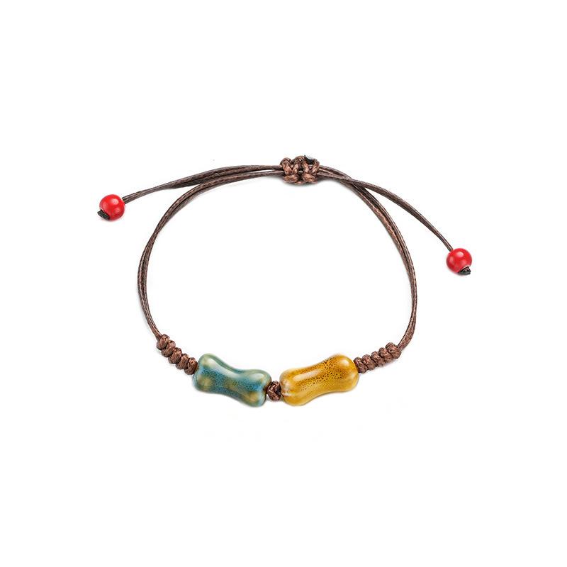 Retro Ethnic Style Ceramic Bracelet - Chinese-style Colorful Porcelain Beads Woven Bracelet