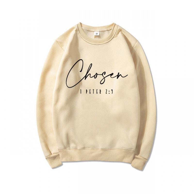 Women's Round Neck Long Sleeve Cotton Sweatshirt with Colorful Letter Print for Spring and Autumn