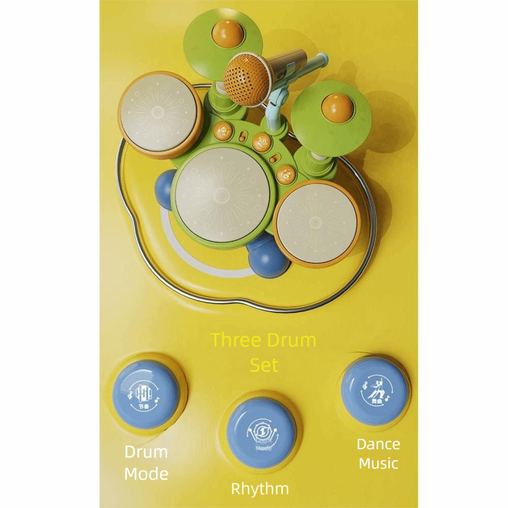 Wear Resistant Jazz Drum Set Toys Light Up Musical Montessori Toys Safe Kids Drum Set  For Toddlers