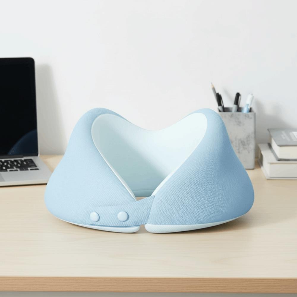 Portable Resilient Travel Neck Pillow Space-saving Removable U-shaped Pillow with Storage Box Soft Headrest Office