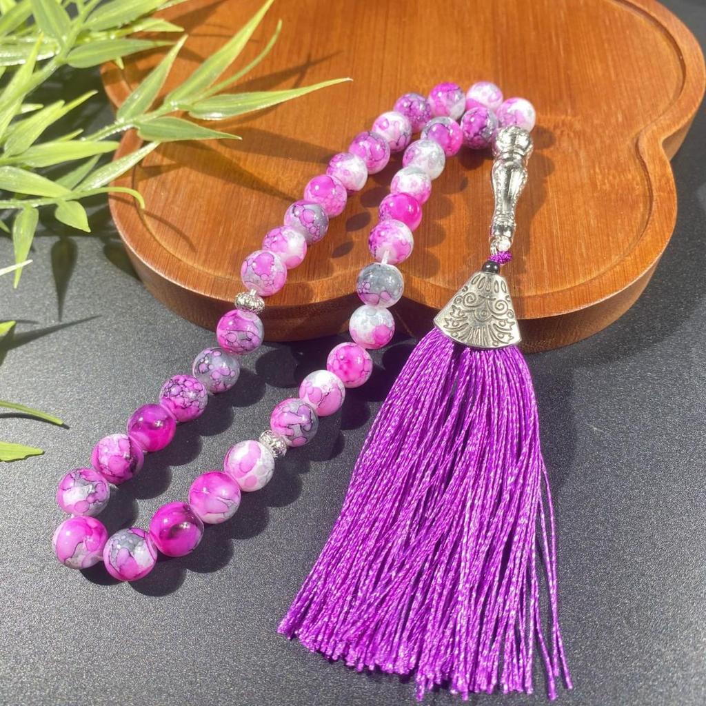 Pulsera de cuentas de oración musulmanas de vidrio de 10 mm - Oriente Medio, 33 cuentas, accesorio de culto árabe