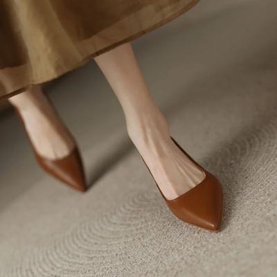 Damenschuhe im Sale 2025 Frühling Slingbacks Damenpumps Schlichte spitze Zehenpartie Dünne Absätze Damen Büro & Karriere Mittelhohe Schuhe