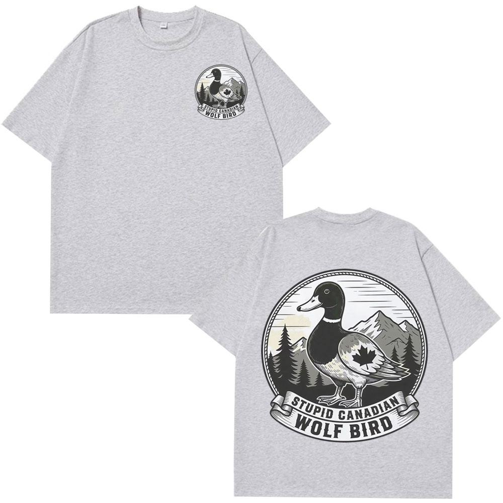 Stupido Lupo Uccello Canadese Divertente Meme Maglietta Uomo Donna Casual Cotone Oversize T-shirt Estiva Larga Vintage T-shirt Streetwear