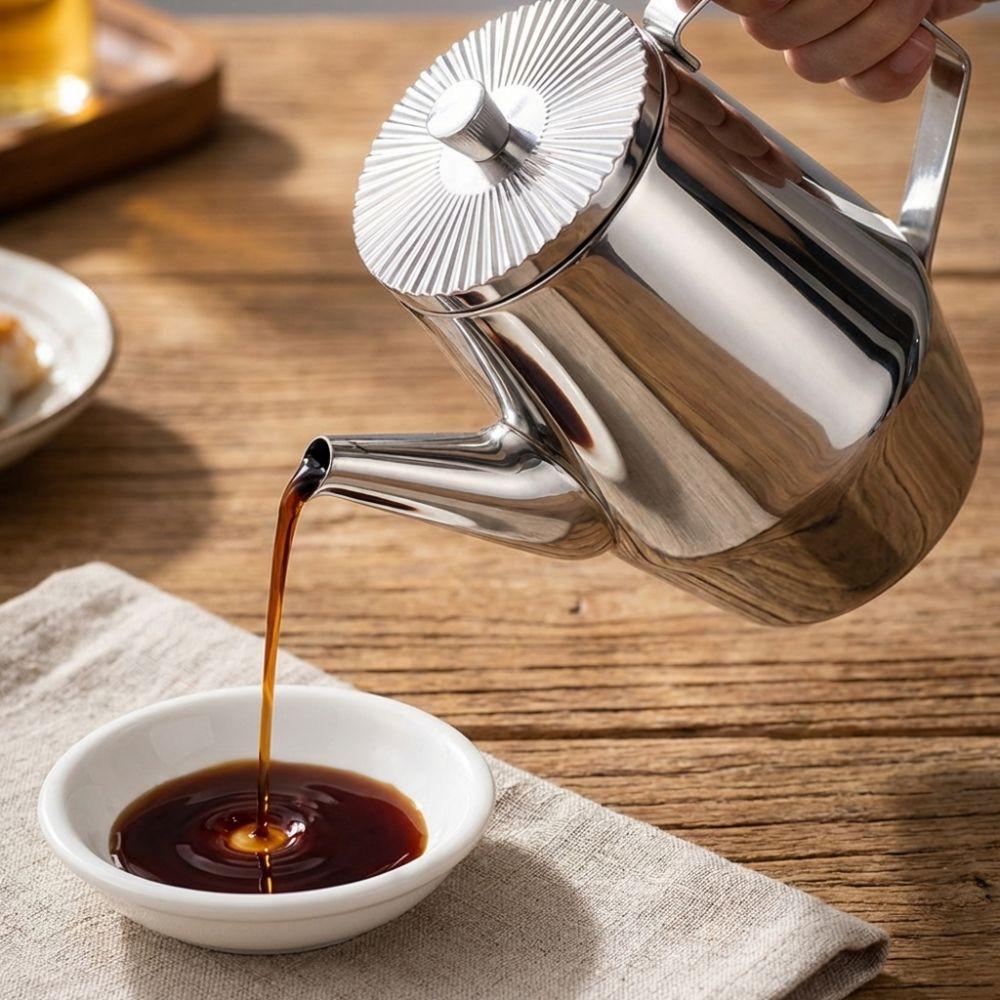 Large Capacity Stainless Steel Oil Bottle Thickened Seasoning Jars Vinegar Dispenser Restaurants