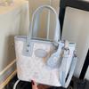 Textured Bucket Bag Women's New Cartoon Printed Portable Shoulder Bag Fashionable Splicing Commuter Messenger Bag