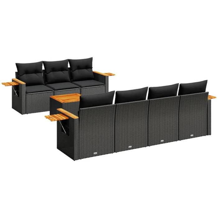 VidaXL Salon de Jardin avec Coussins 8 pcs, Canapés de Terrasse, Ensemble de Meubles de Patio, Mobilier d'Extérieur, Noir 3259045