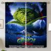 The-Grinch Stuegardiner for Dører Soverom Mørkleggingsgardiner Stue 2 Deler Tentakler Dekorgardin Bånd til Oppbinding Persienner