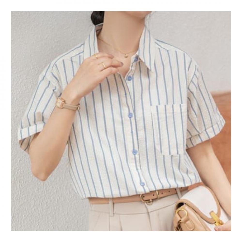 Navava Casual Stripe Short Sleeve Shirt Nb2080