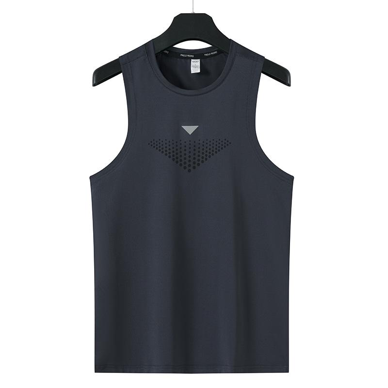 Мужская ультратонкая быстросохнущая эластичная спортивная майка, многоцветная, без рукавов XL серый