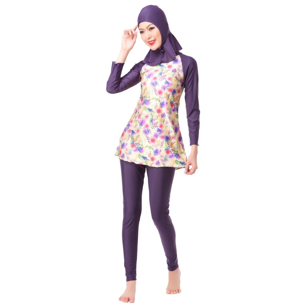 Muslimah Swimming Suit 2 Piece XS-XXXL Women Muslim Bathing Suit With Cap Printing Swimwear High Elasticity Swimsuit Beachwear Women Swimwear