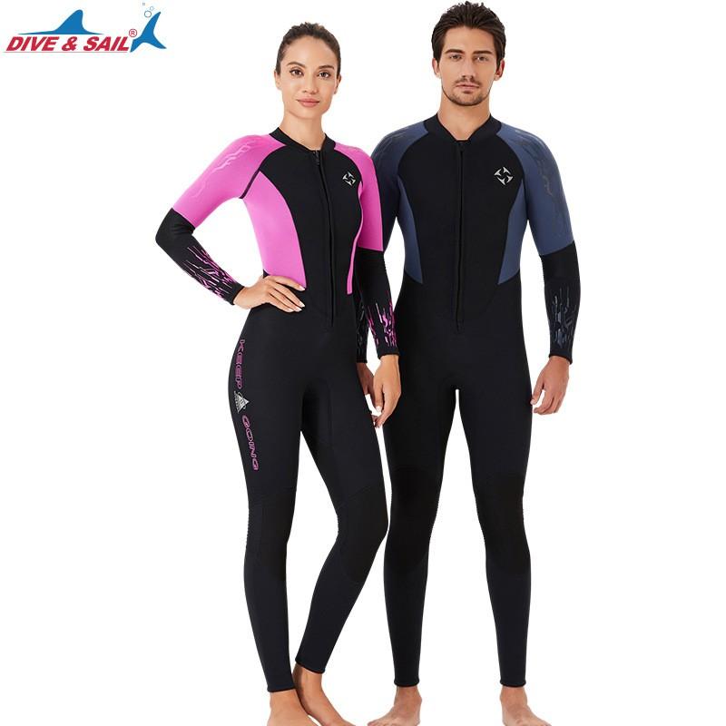 3MM Diving Suit Men's One-piece Long-sleeved Trousers Velvet Thermal Women's Surfing Jellyfish