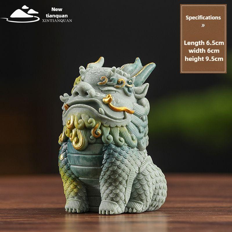 Sand Rock Fortunate Table Decoration God of Wealth Office Desktop Ornament Pure Handmade National Tide Lovely Decoration Kylin
