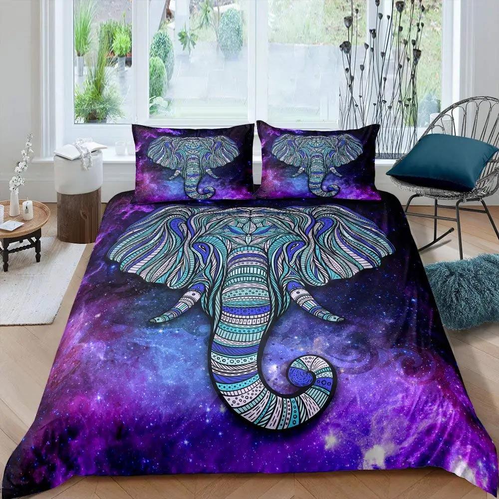 Bohemian Mandala Elephant Duvet Cover Set Boho Elephant Bedding Set Safari Animal Comforter Cover Paisley Indian Exotic Bed Sets