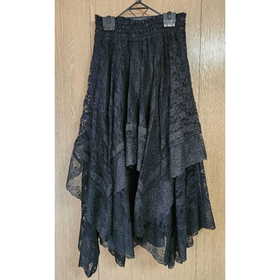 earth musicecology lace irregular hem skirt black