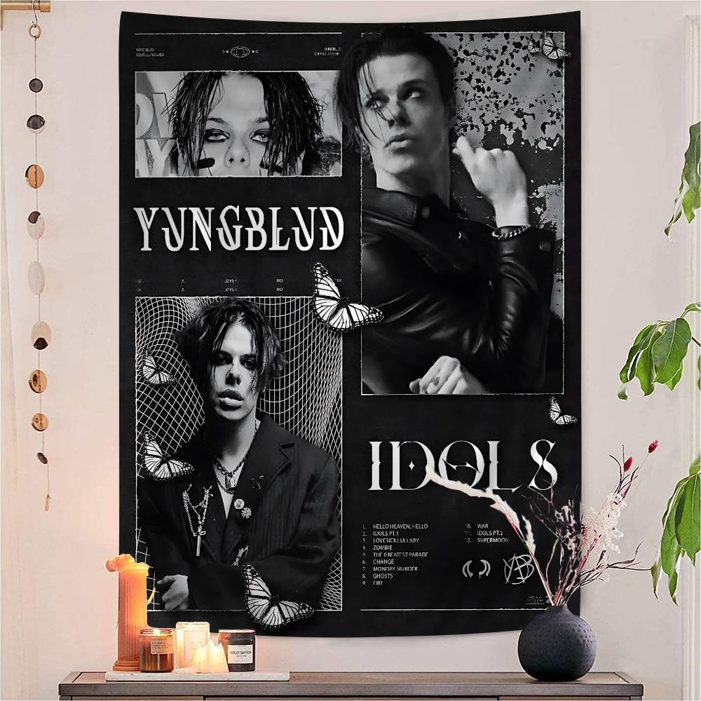 

YYungblud Hot Singer Cartoon Tapestry Bohemian Wall Tapestries Mandala Home Decor 74x94cm(29x37in)