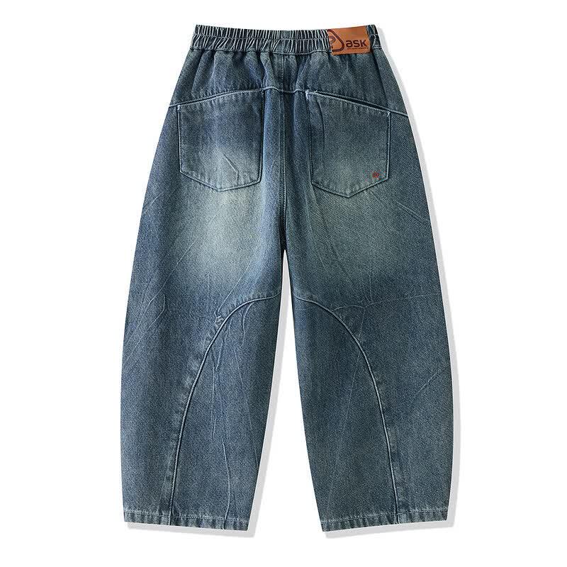 ASK JUNIOR Boys' Retro Distressed Curved Leg Denim Pants