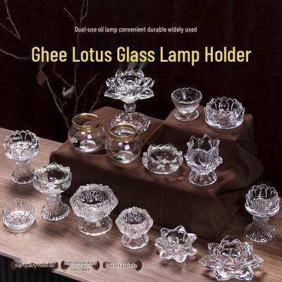 Držák na lampičku na ghí Lotus Glass: Žáruvzdorná svíčka/olejová lampa pro 24hodinové použití