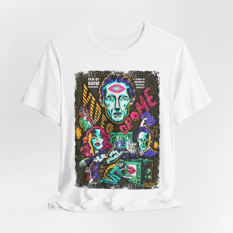 

Videodrome Graphic Tee Vintage Horror Movie Shirt Summer Unisexs and Womens Loose and Breathable Tshirt Top S