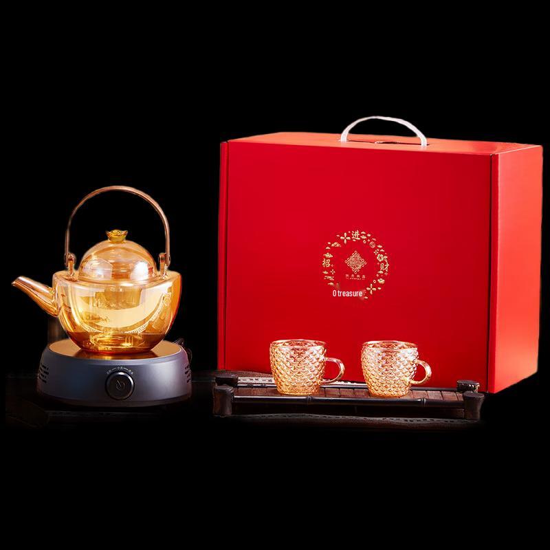 Chinese Style Glass Tea Set with Prosperity Design