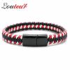 Trendy pánské šperky Červený pletený kožený náramek Černá magnetická přezka Náramky Punkový pánský náramek na zápěstí Pulsera Hombre Velkoobchod