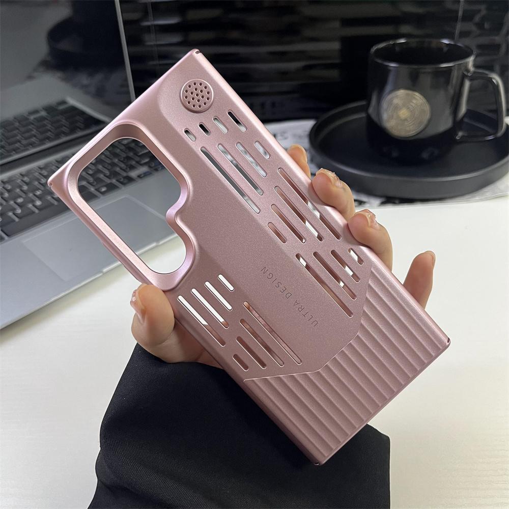 

Plating Metallic Color PC Heat Dissipation Phone Case For Samsung S23 S24 Ultra Blade Shape Shockproof Protective Cover For Galaxy S23Ultra