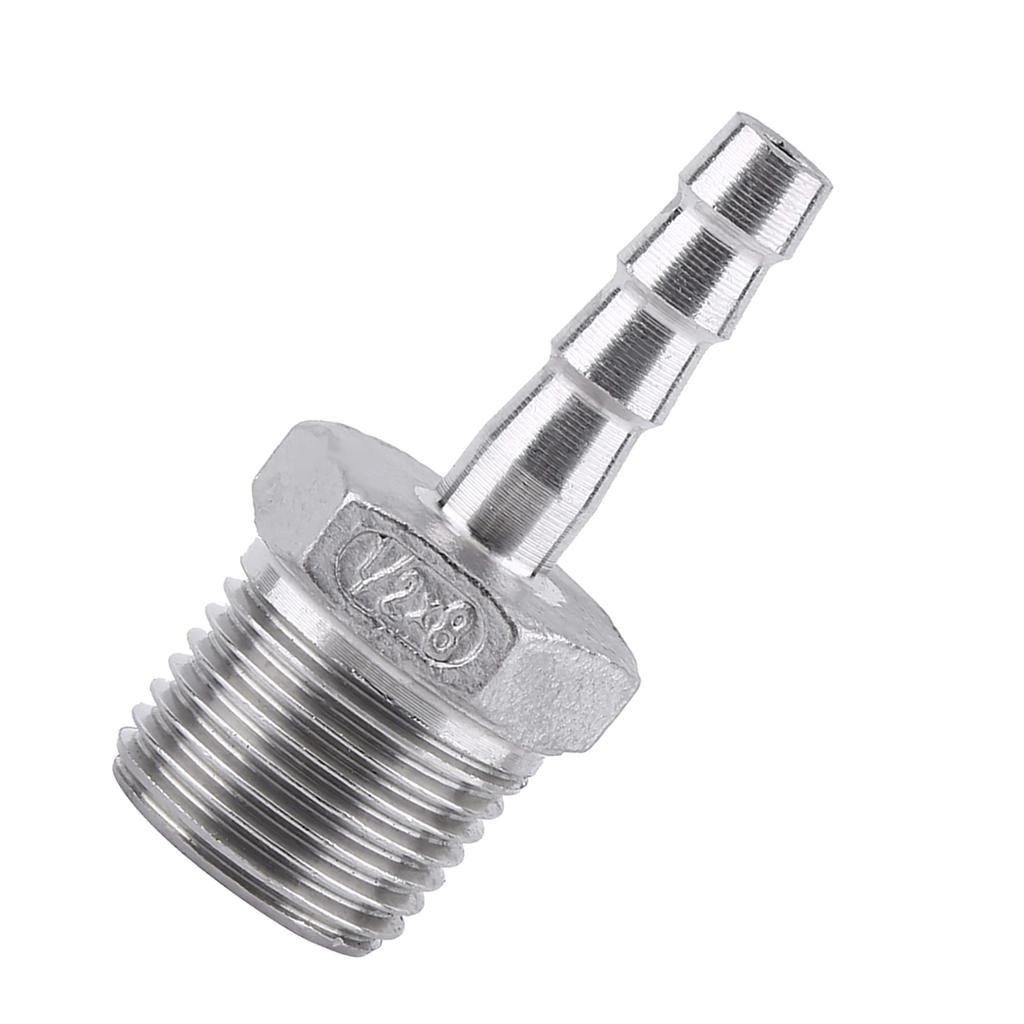 Stainless Steel Male Thread Pipe Fitting Barb Hose Tail Connector (34"x15mm)