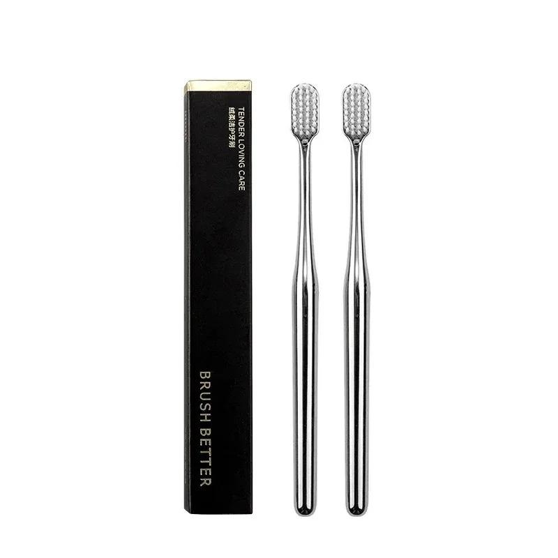 1-4pcs Luxury Soft Toothbrush Men Women Adult Tooth Brush Gold Silver Dental Brushes Elegance Gentle Toothbrushes Drop Shipping