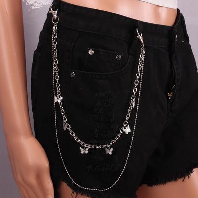 European and American Fashion Trendy Cool Metal Trouser Chain Accessories, Simple Hip-hop Style Stacked Wearing Personalized Butterfly